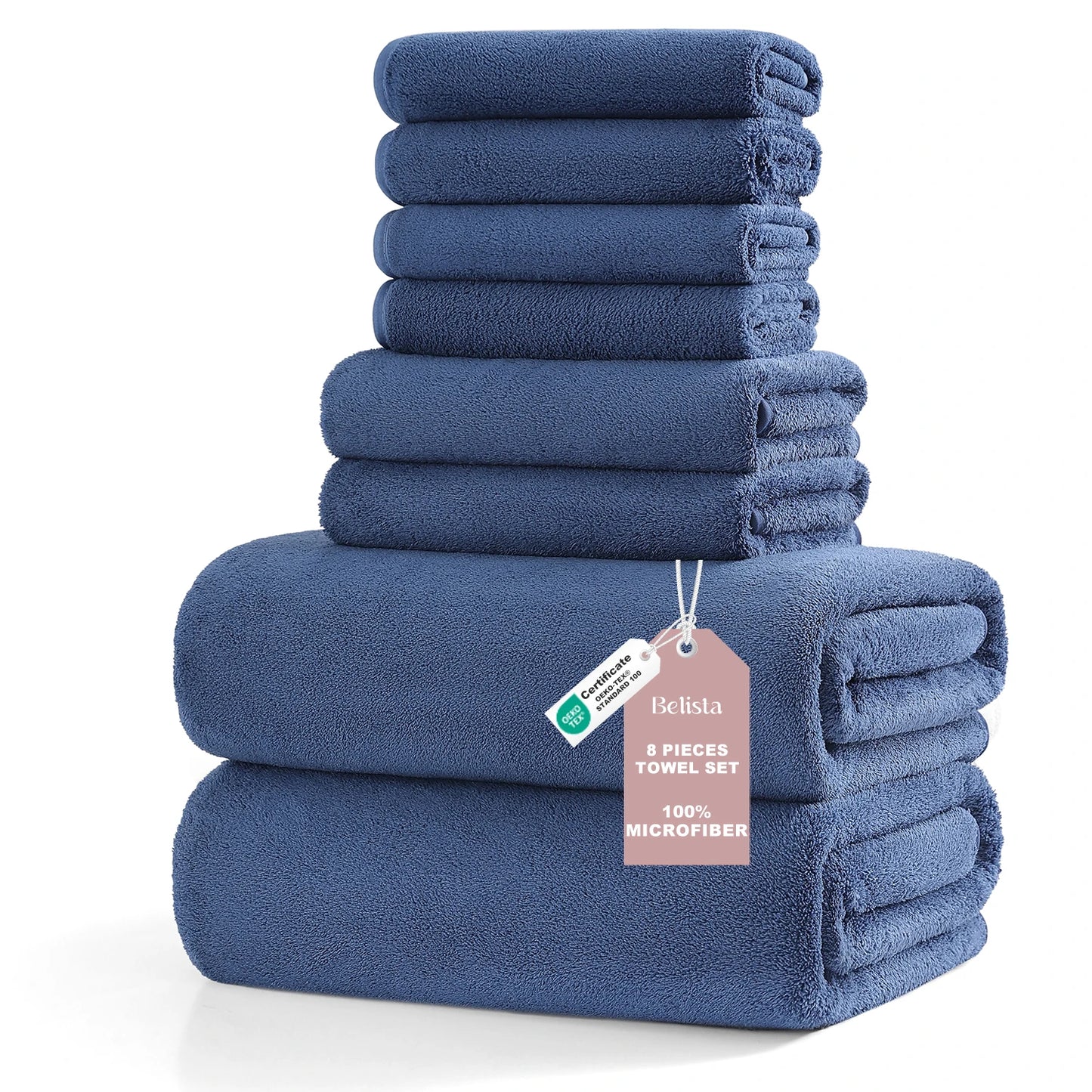 8Pcs Oversized Bath Towel Set, 35"×70" 2 Towels + 2 Hand Towels + 4 Washcloths