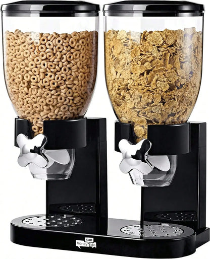 2pc, 6L Black Countertop Cereal Dispenser, Container