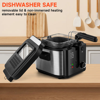 2.5L Large Capacity Countertop Home Fryer for Fried Chicken, Fries