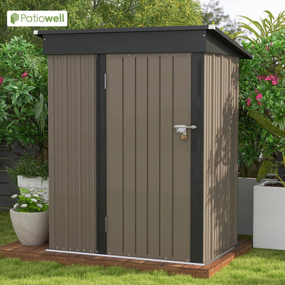 5x3ft Outdoor Storage Shed w/Sloping Roof and Lockable Door