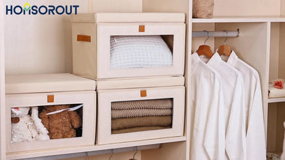2 Pack Large Beige Fabric Closet Storage Organizer