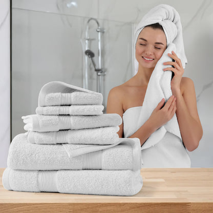 6pc Bath Towel Set – 100% Cotton, Ultra-Soft & Absorbent