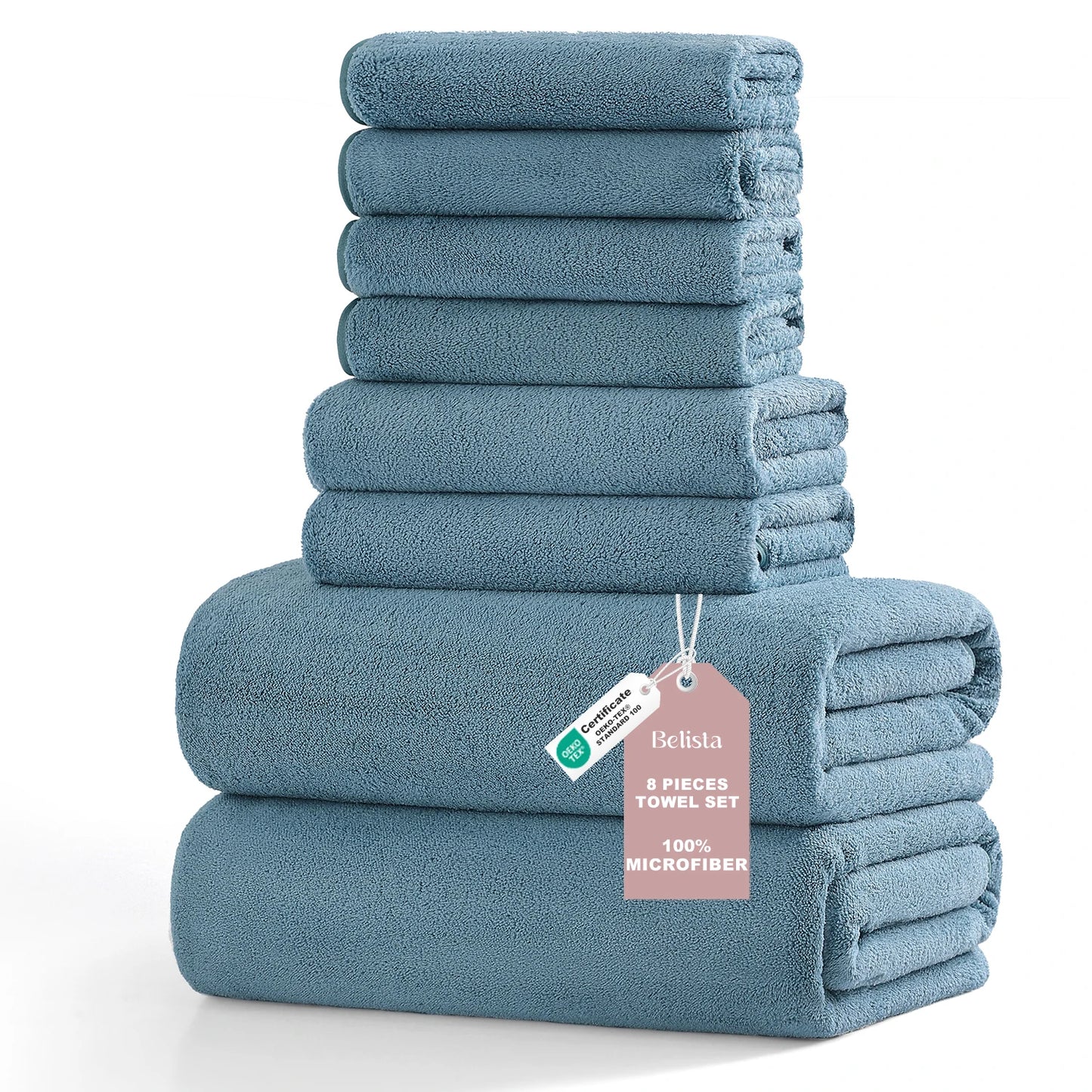 8Pcs Oversized Bath Towel Set, 35"×70" 2 Towels + 2 Hand Towels + 4 Washcloths