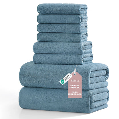 8Pcs Oversized Bath Towel Set, 35"×70" 2 Towels + 2 Hand Towels + 4 Washcloths