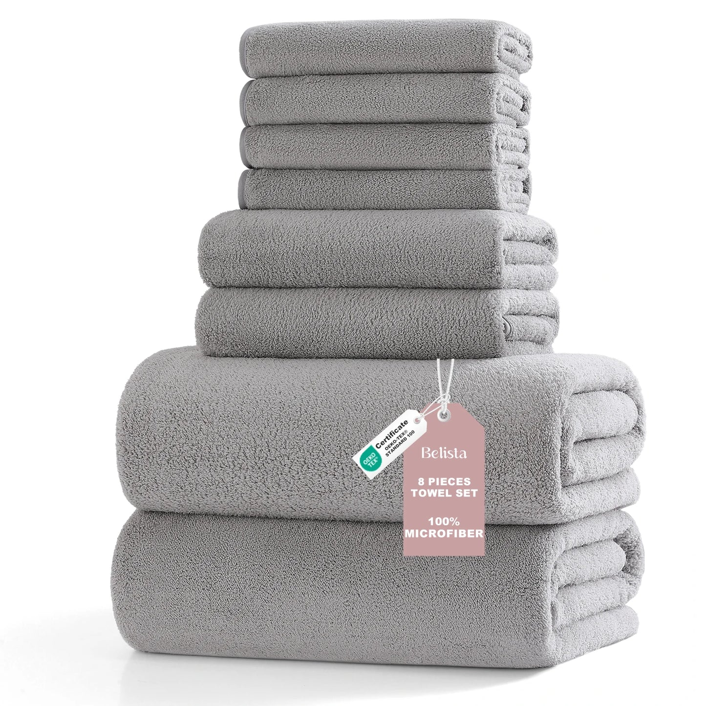 8Pcs Oversized Bath Towel Set, 35"×70" 2 Towels + 2 Hand Towels + 4 Washcloths