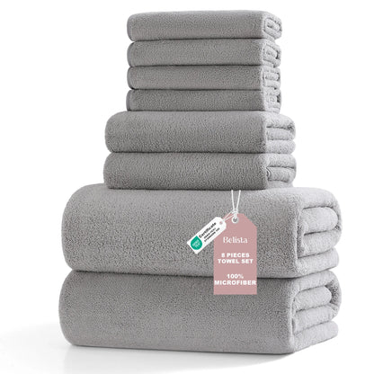 8Pcs Oversized Bath Towel Set, 35"×70" 2 Towels + 2 Hand Towels + 4 Washcloths