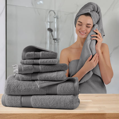 6pc Bath Towel Set – 100% Cotton, Ultra-Soft & Absorbent