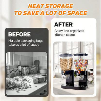2pc, 6L Black Countertop Cereal Dispenser, Container