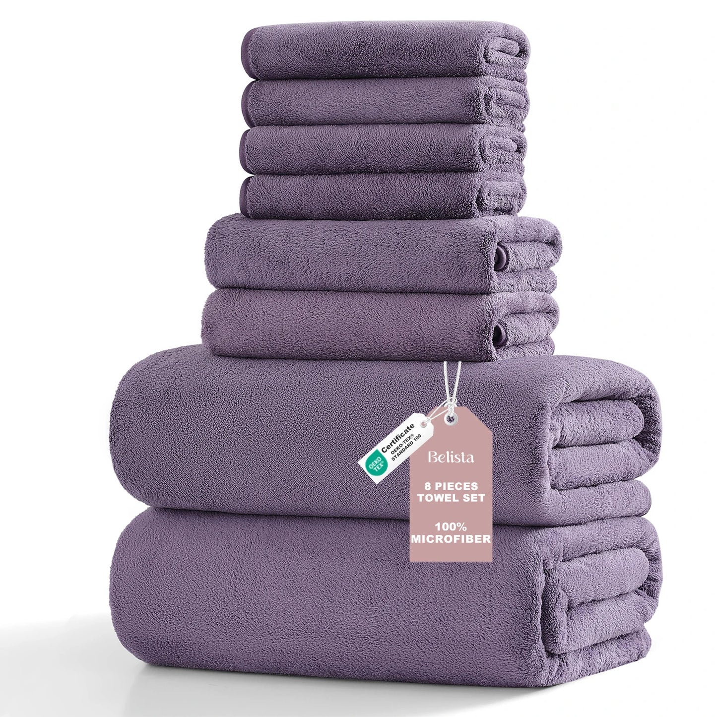 8Pcs Oversized Bath Towel Set, 35"×70" 2 Towels + 2 Hand Towels + 4 Washcloths