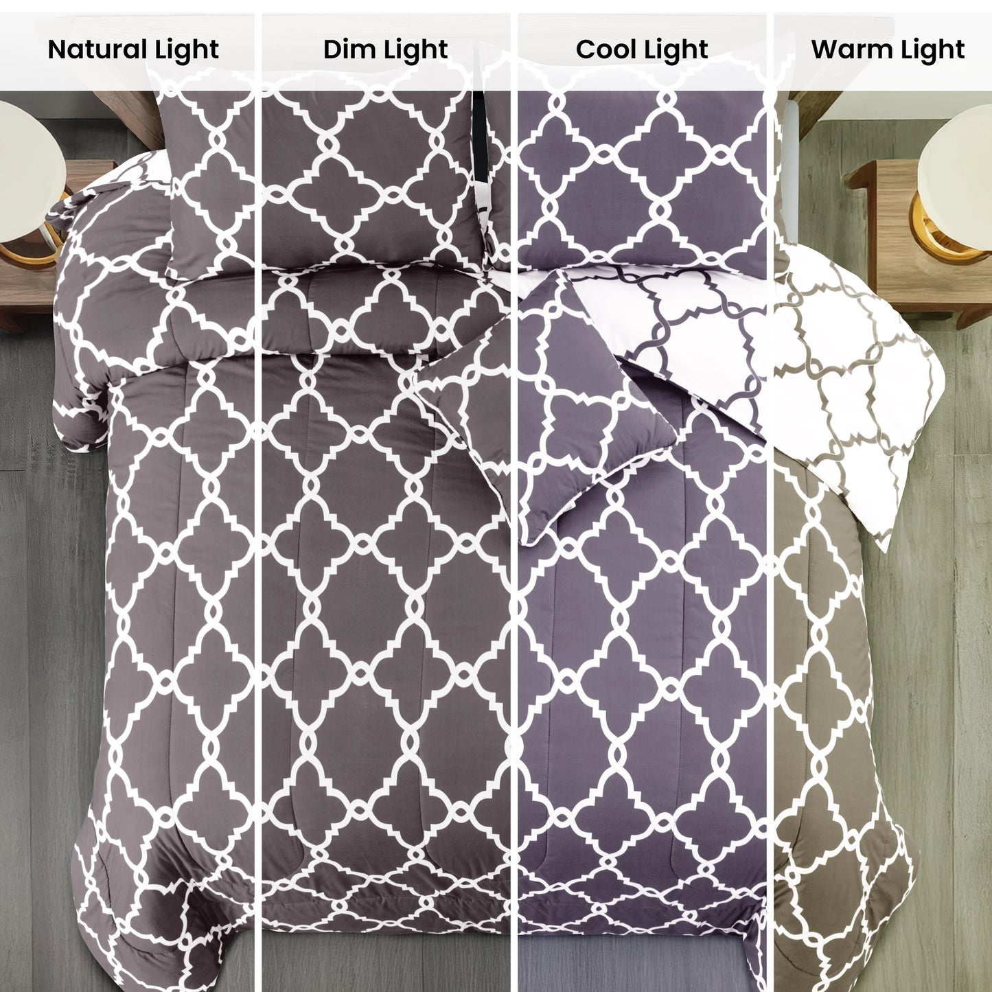Reversible 5pc Printed Comforter Set, Inc. 1 Comforter, 2 Pillow Shams