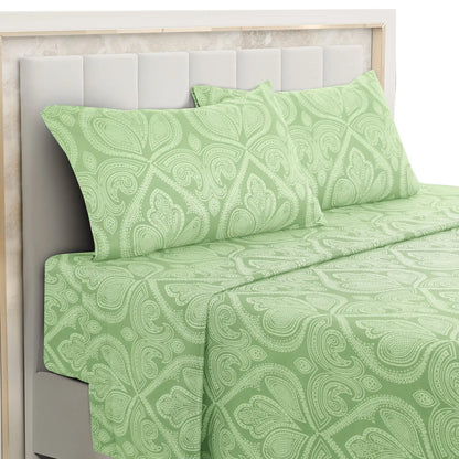 All Sizes, Multicolor 4pc Microfiber Paisley Bed Sheet Set, 16" Deep Pockets