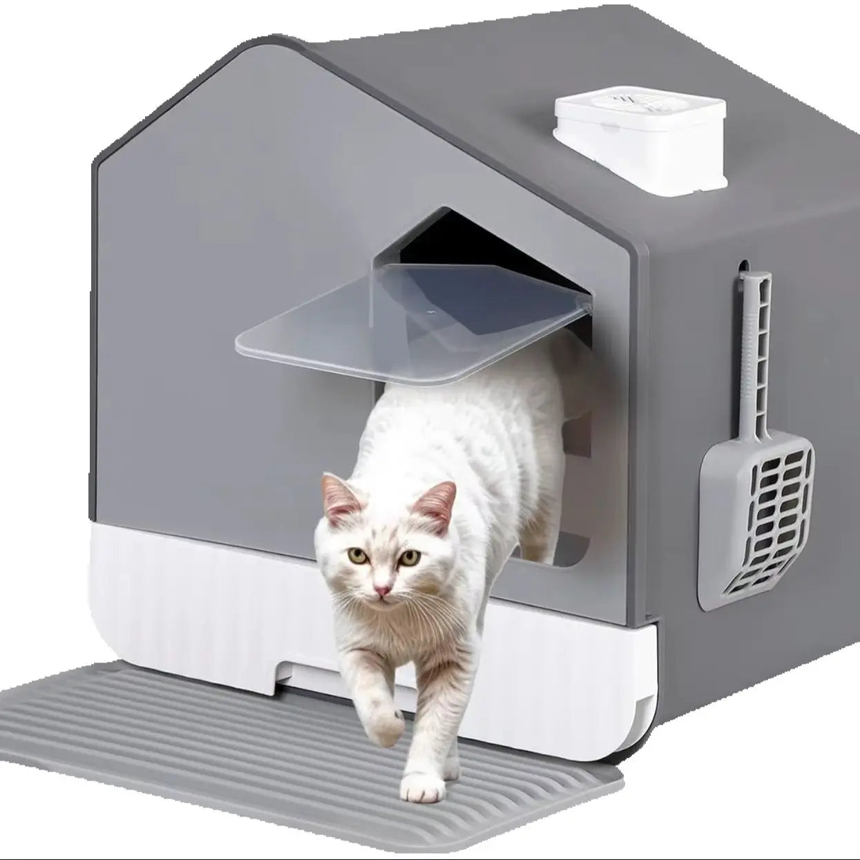 XL Enclosed Cat Litter Box w/Mat, Odorless Toilet, Anti-Splashing