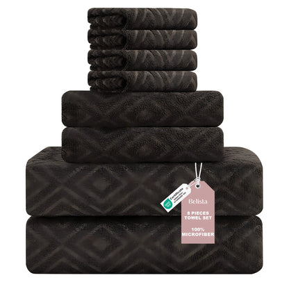 Oversized 8pc Bathroom Towel Set, 35"×70": 2 Bath Sheets, 2 Hand Towels, 4 Washcloths