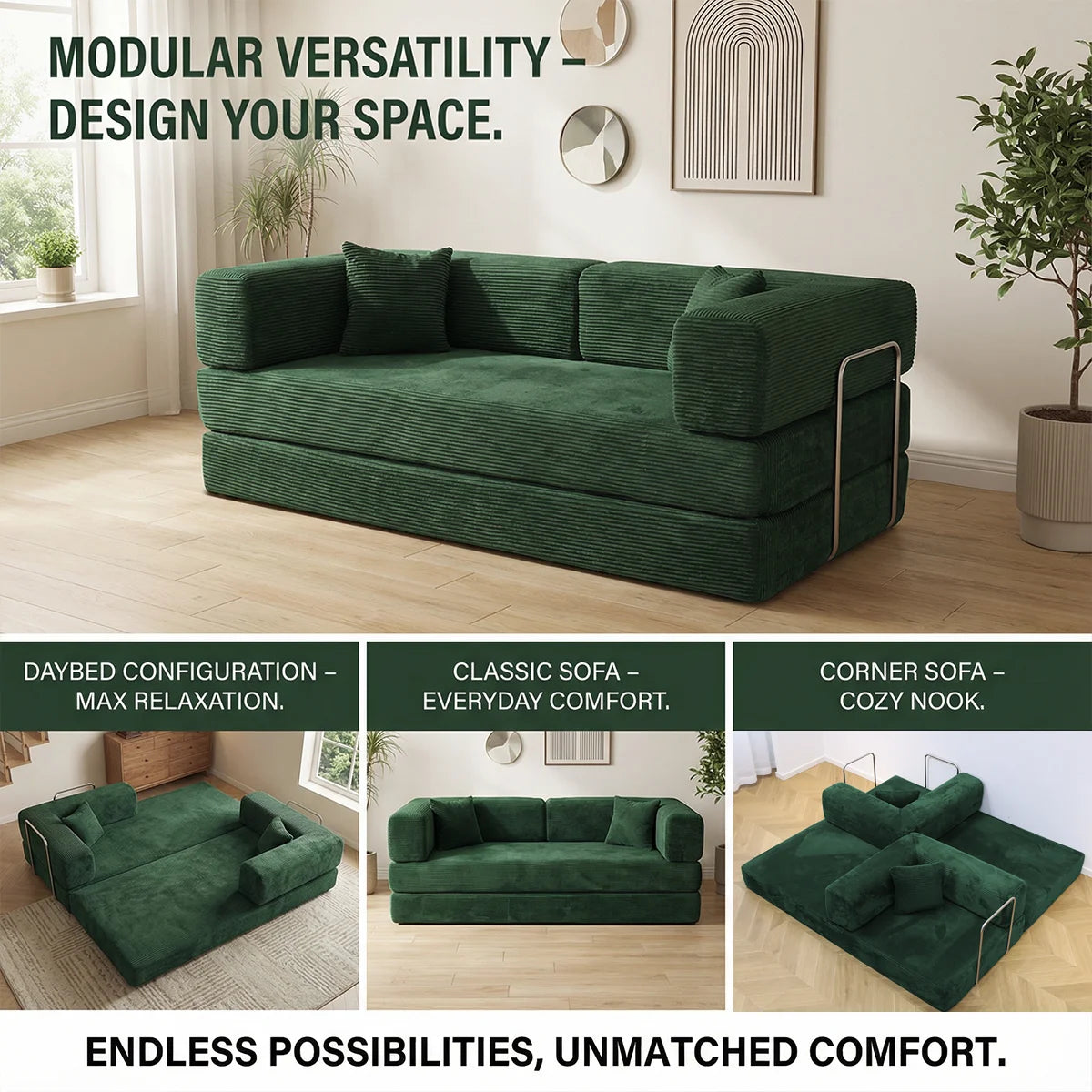 4:1 Queen Size Boneless Loveseat, Futon Sofa Bed 79"