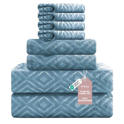 Oversized 8pc Bathroom Towel Set, 35"×70": 2 Bath Sheets, 2 Hand Towels, 4 Washcloths