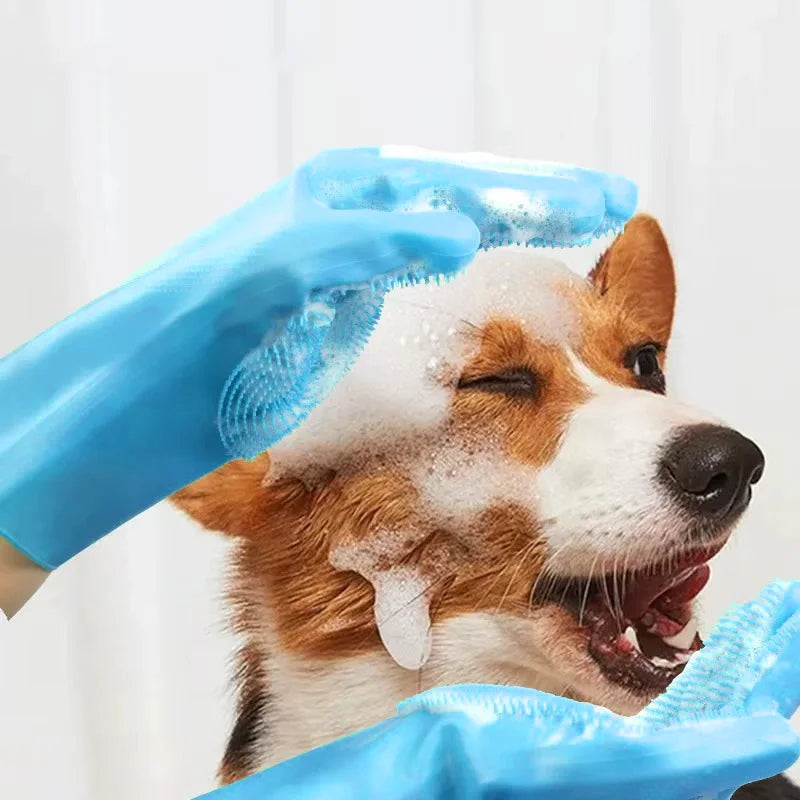 Waterproof, Silicone Scrubber Mitt for Animals, Massage & Deshedding