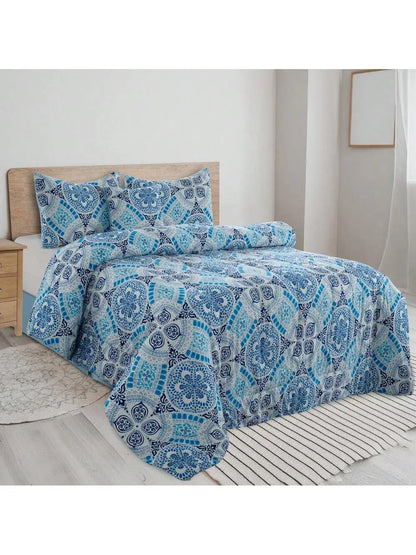 Reversible 5pc Printed Comforter Set, Inc. 1 Comforter, 2 Pillow Shams