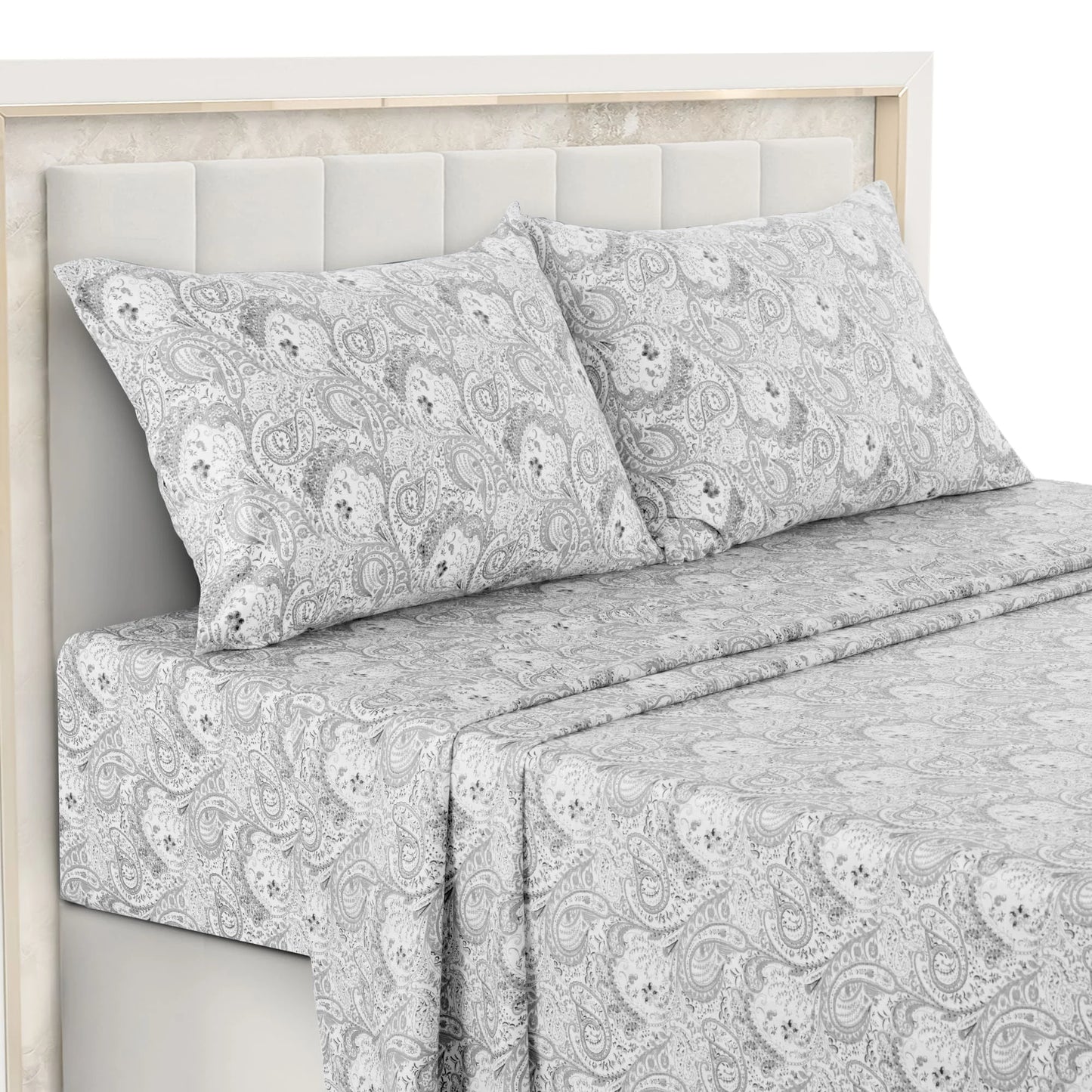 4pcs, Paisley Sheet Set, Brushed Microfiber, 16" Deep Pockets