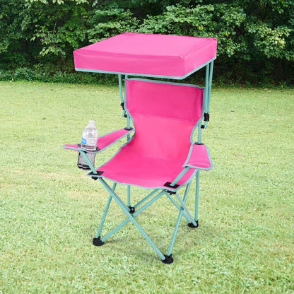 Kids Outdoor Chair w/Canopy, Adjustable Sunshade, 125lb Capacity