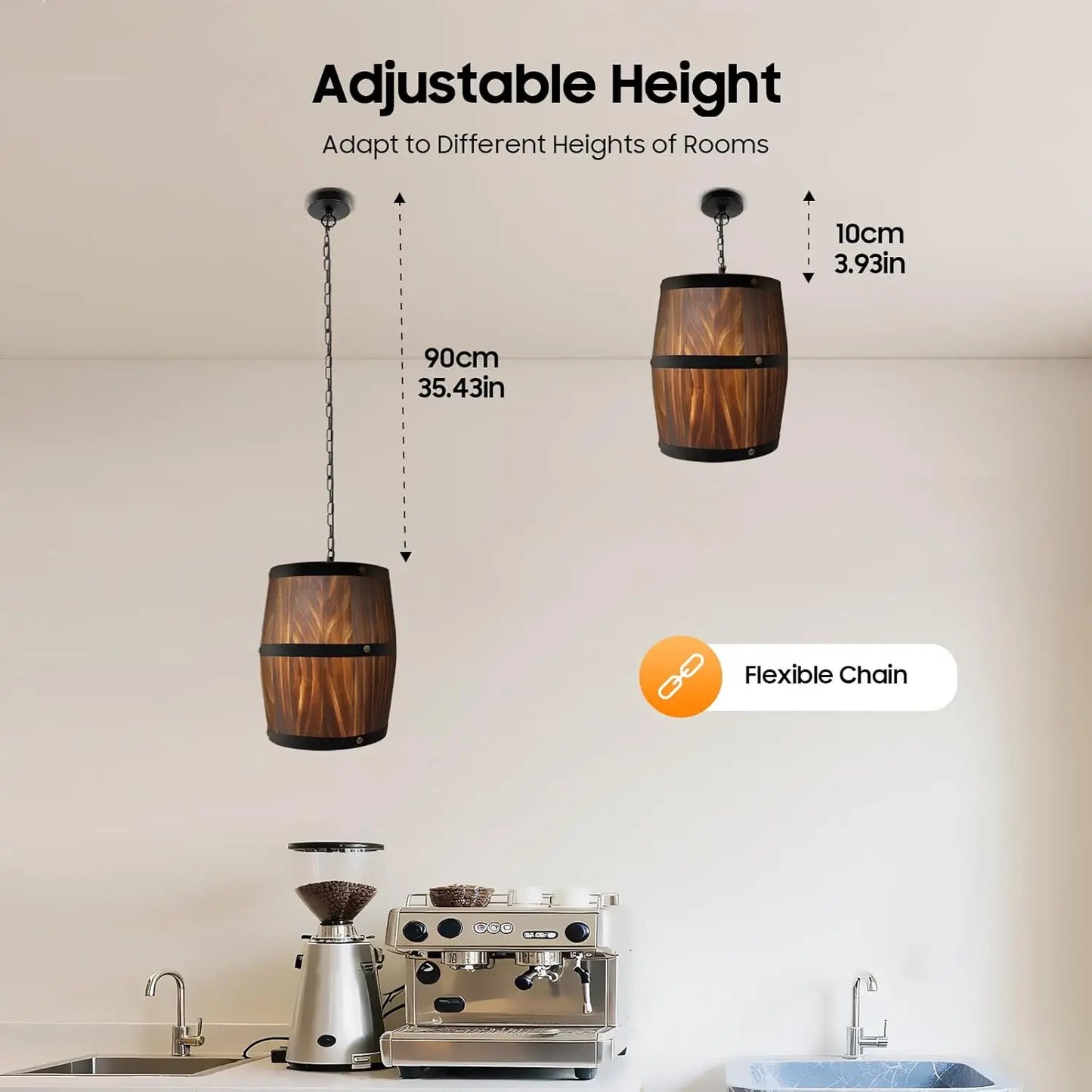 Rustic Wine Barrel Hanging Fixture Pendant Lighting