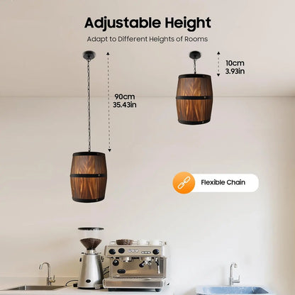 Rustic Wine Barrel Hanging Fixture Pendant Lighting