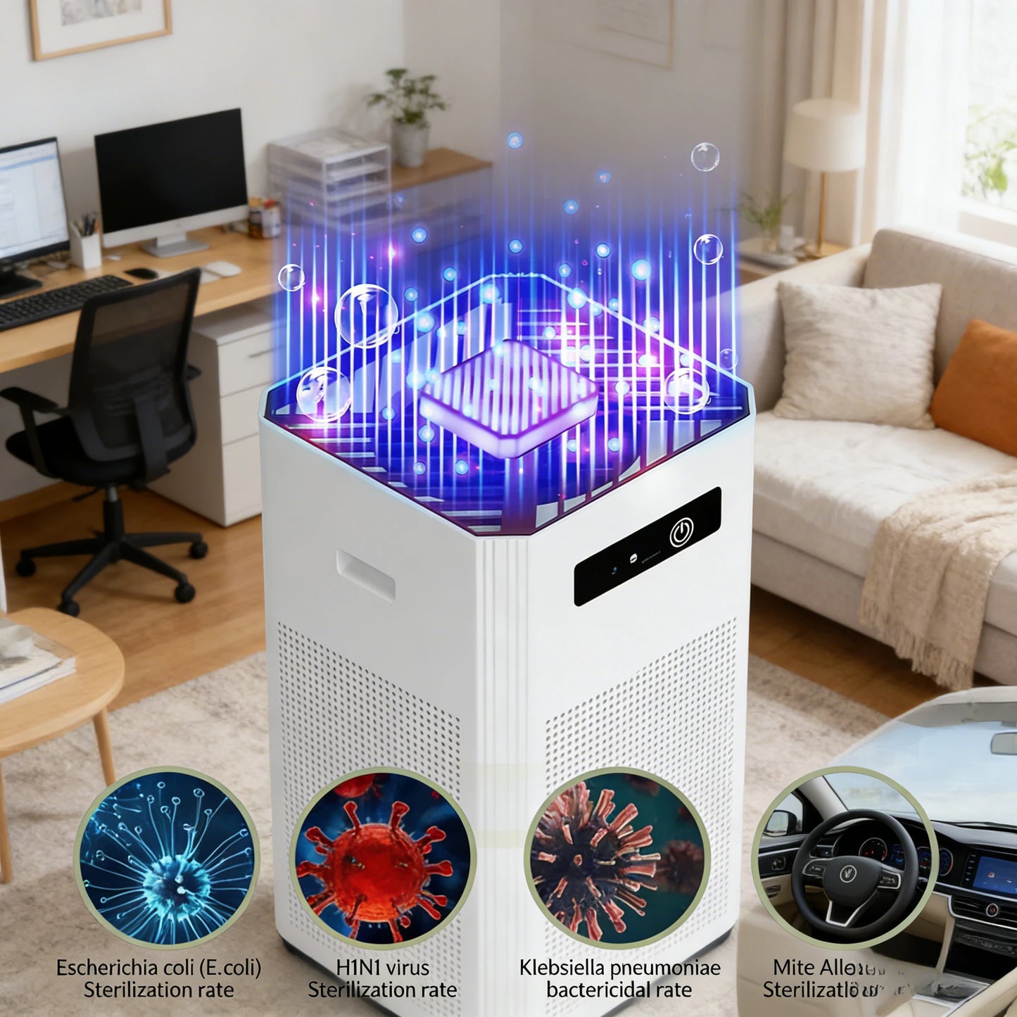 HEPA Air Purifier, 20dB Low Noise, USB Powered 360°