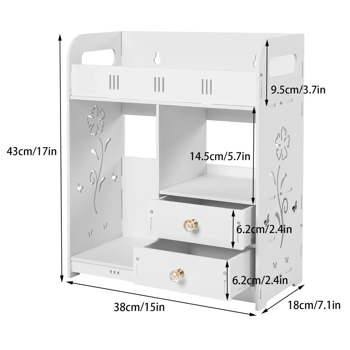 Bathroom Wall Mounted Wall Cabinet with 2 Drawers