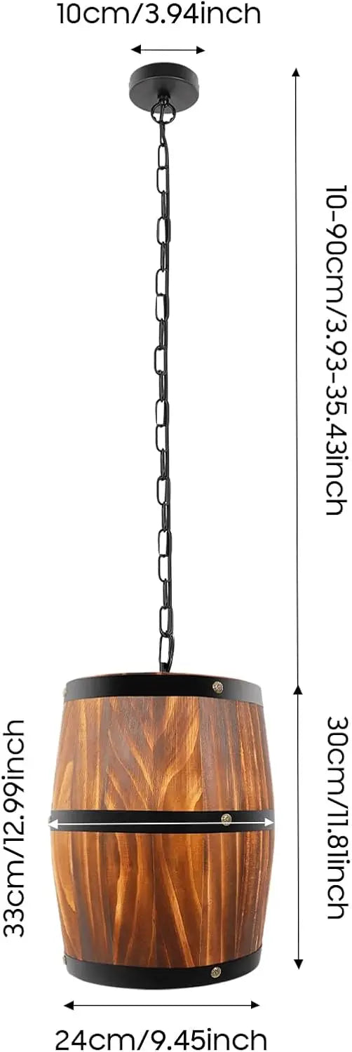 Rustic Wine Barrel Hanging Fixture Pendant Lighting