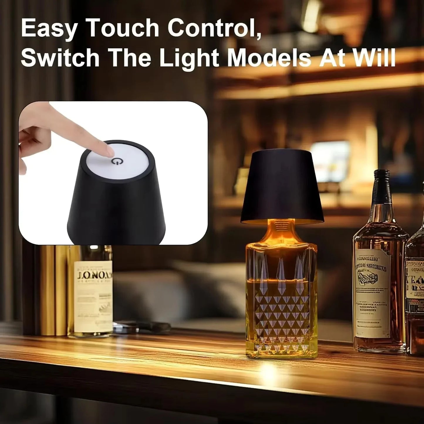 Wireless Touch Mini LED Lamp, Rechargeable Dimmable Warm Light