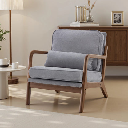 Mid Century Modern Wooden Accent Chair w/Arms