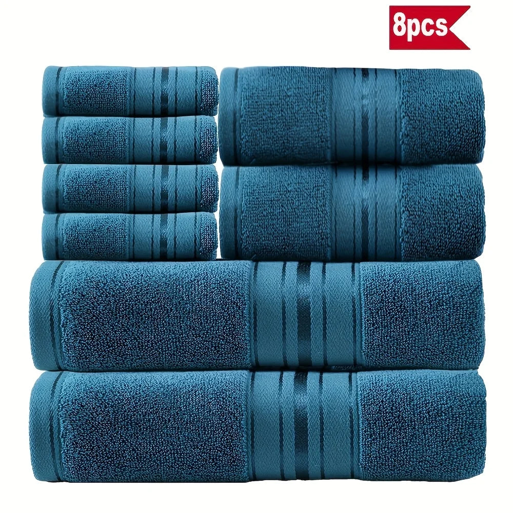 8 Piece Luxury Towel Set, 600 GSM Ring Spun Cotton, Highly Absorbent