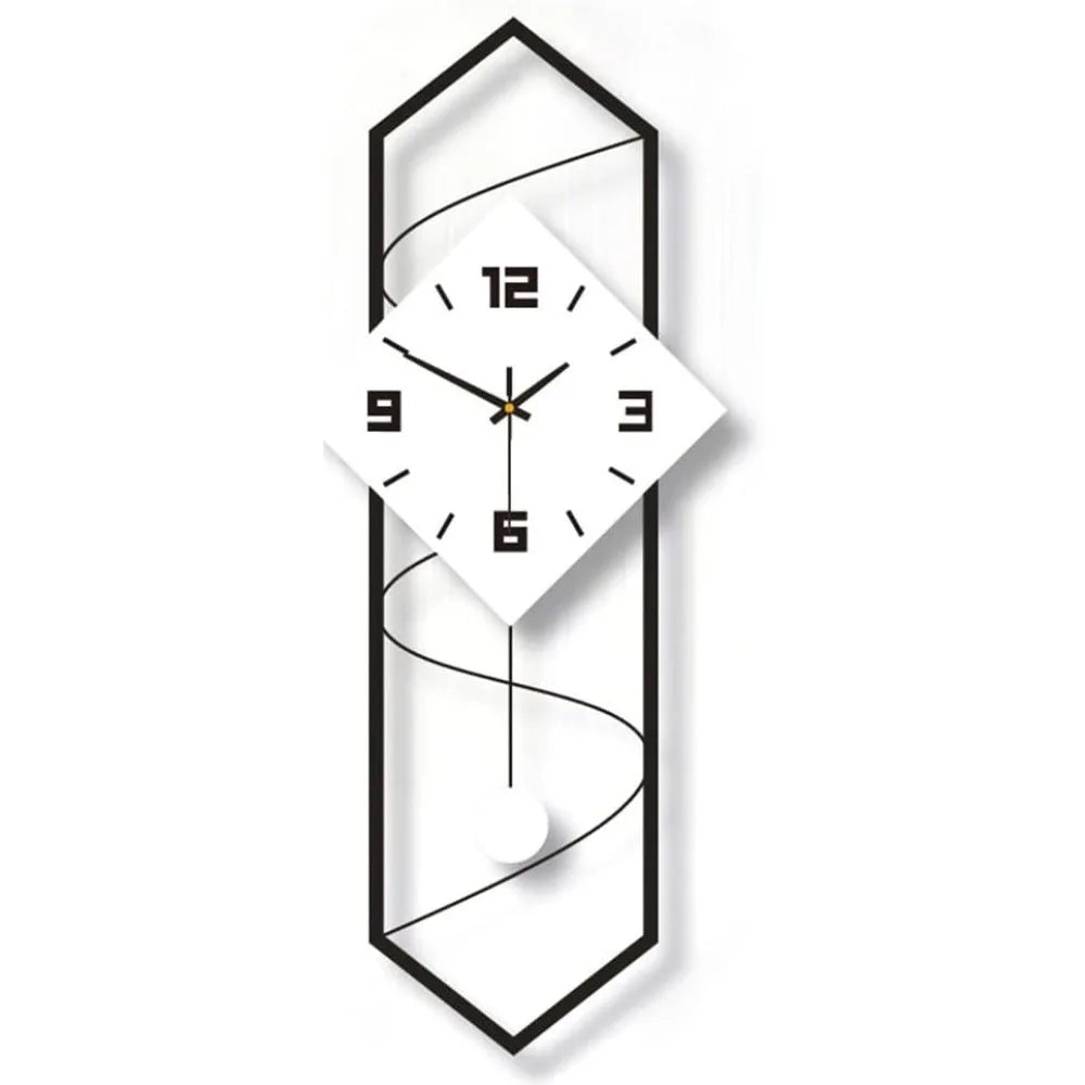 Modern Quartz Silent Large Pendulum Wall Clock, 27"x12"