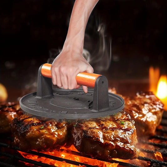 [Heavy-Duty] 7" Heavy-Duty Cast Iron Burger & Meat Press