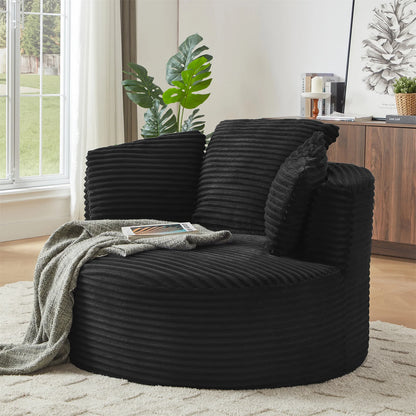 48.8" Round Boneless Chaise Sofa Chair with Backrest and 3 Pillows