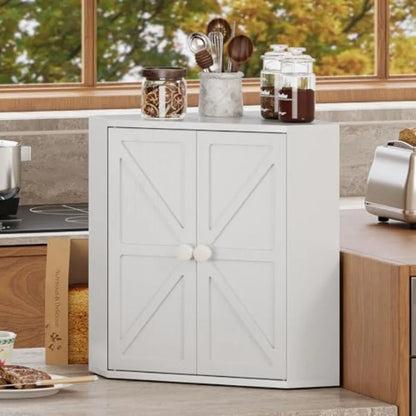 2 Tier Bamboo Corner Bread Box for Kitchen Counter