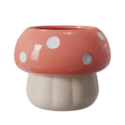 Ceramic Coral Peony Mushroom Planter for Succulents Plants