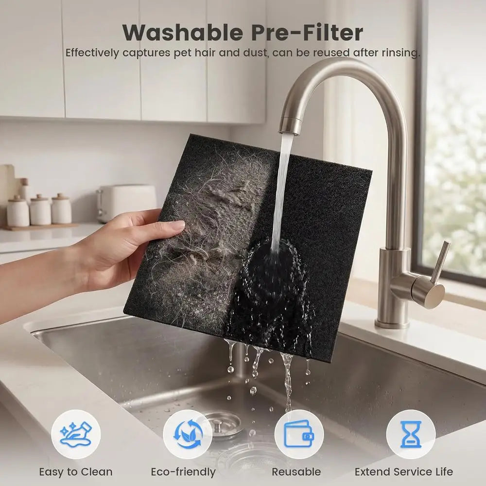 Large Air Purifier w/Washable HEPA Filters for; Dust, Pets, Smoke, and Pollen