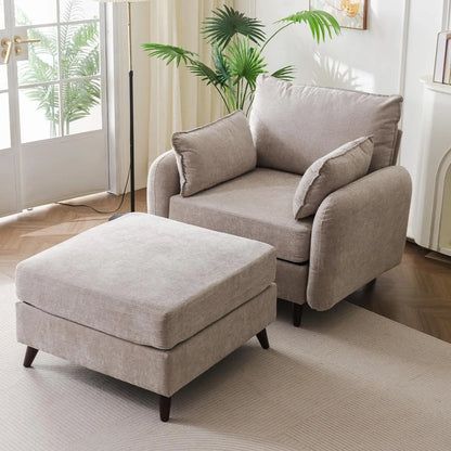 Oversized Deep Seat (24.5") Accent Chair w/Ottoman, Storage