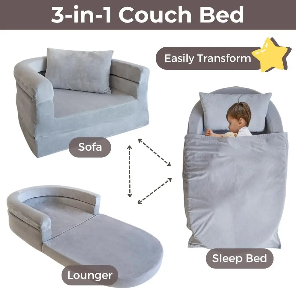 3-in-1 Convertible Sofa Kids Foam Couch