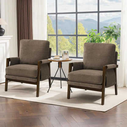 Mid Century Dark Brown Accent Chair for Bedroom & Living Room