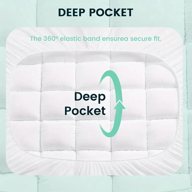 Thick Mattress Cover, Cooling, Noiseless, Breathable, Fitted