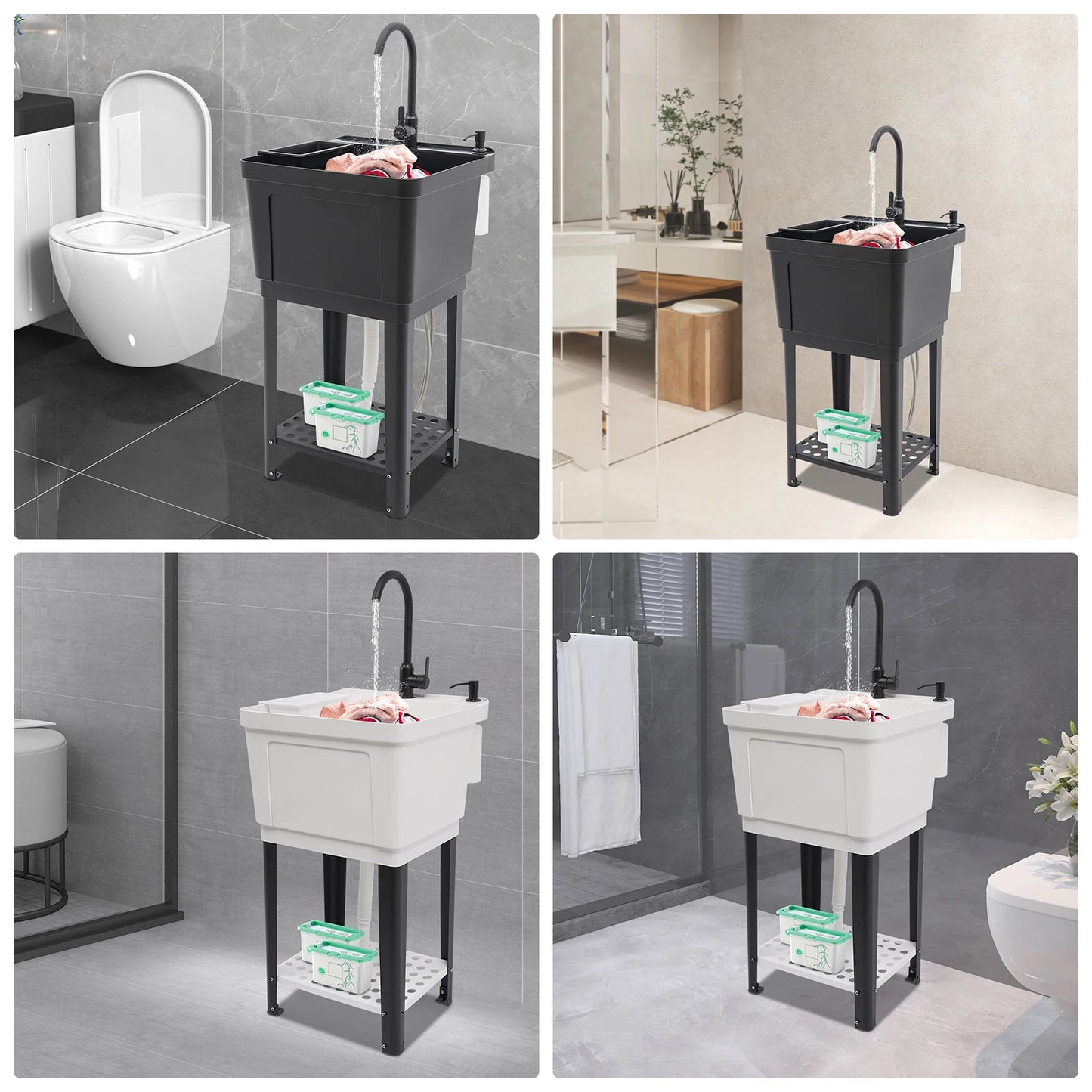 Freestanding Laundry, Utility Sink w/Soap Dispenser