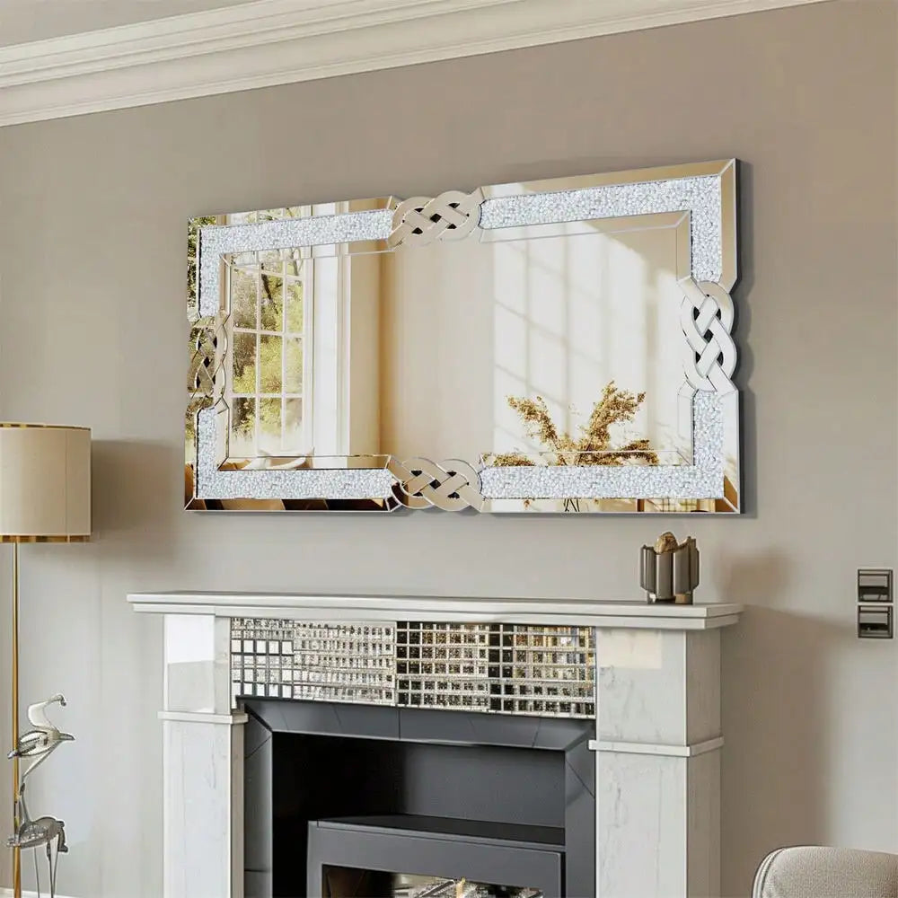 31.3"x27.6" Sparkling Crystal Crush Diamond Accent Mirror