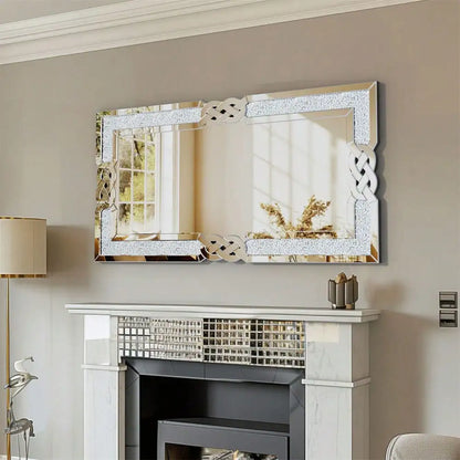 31.3"x27.6" Sparkling Crystal Crush Diamond Accent Mirror