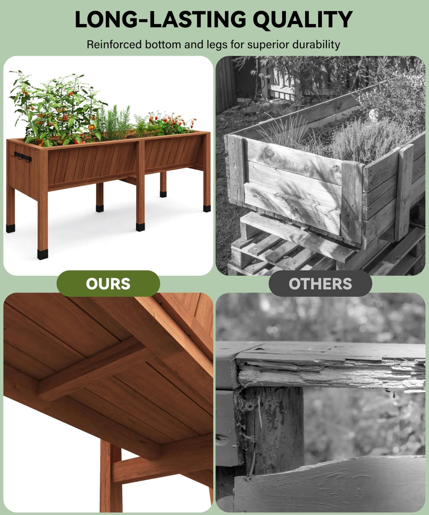 Elevated Cedar Raised Garden Bed w/Legs and Hooks