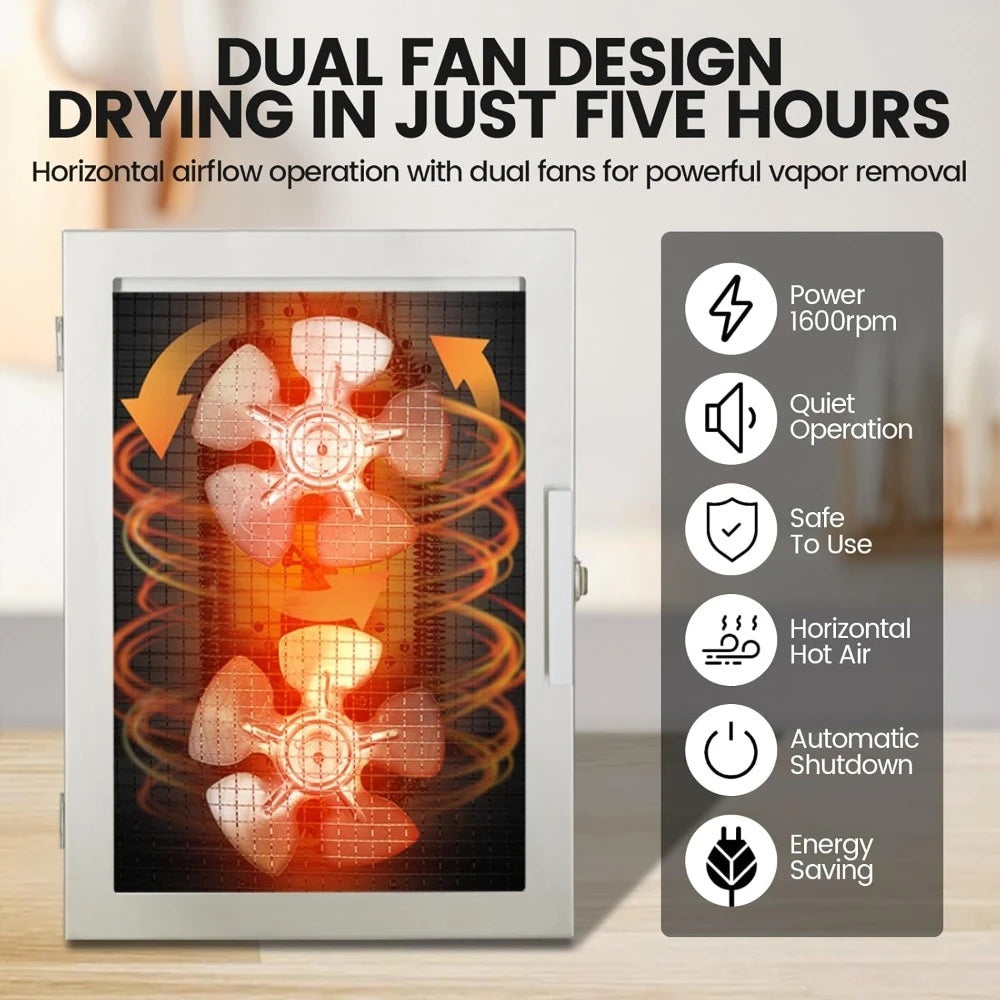 10.9ft² Food Dehydrator Machine, 12 Stainless Steel Trays