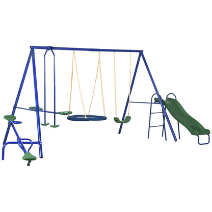 Metal Swing Set for Kids Outdoor, Heavy-Duty Frame w/Double Swings