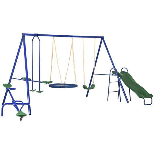 Metal Swing Set for Kids Outdoor, Heavy-Duty Frame w/Double Swings