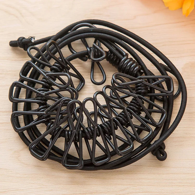 1pc Portable Clothesline With 12 Clips