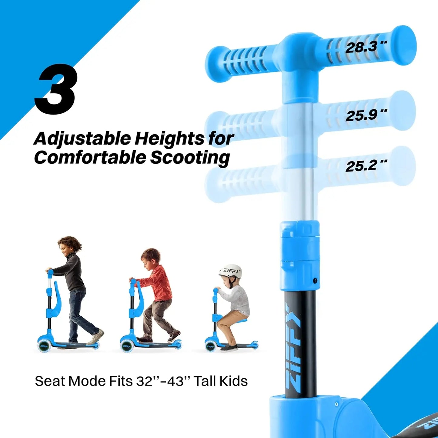 2 in 1 Toddler 3 Wheel Scooter, Adjustable Handlebars